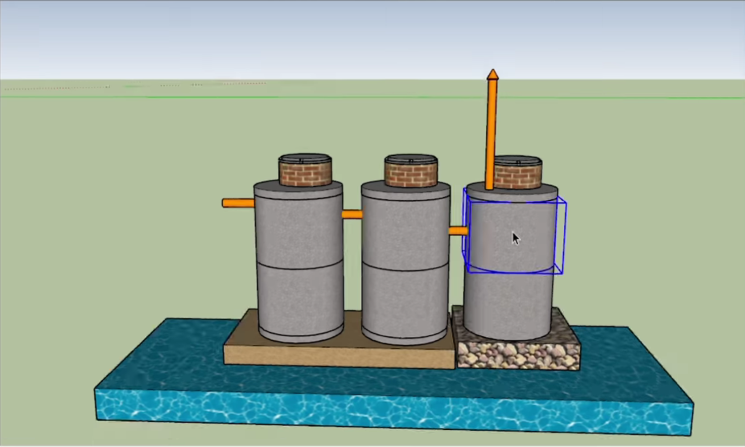 Каскад септиків для очищення і накопичення води на автомобільній мийці самообслуговування